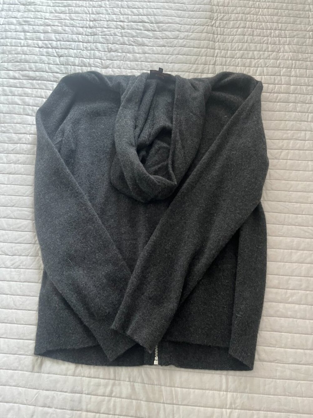 Quince Dark Charcoal Gray Cashmere Zip Hoodie size small excellent - Picture 5 of 5